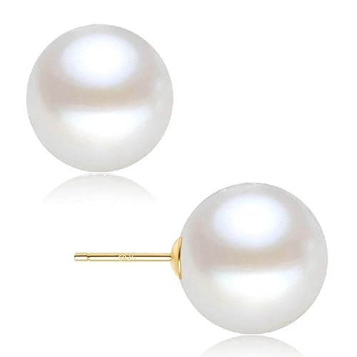 EFTKOY 18K Gold Plated 925 Sterling Silver Shell Pearl Stud Earrings,Hypoallergenic to Sensitive Ears - Image 1