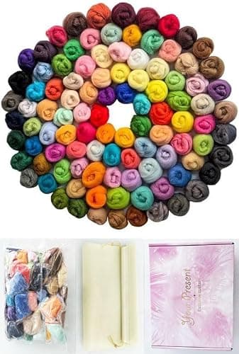 PurPlaisir 101 Color roving Yarn Fiber Wool Weaving is Used for DIY Crafts, Needle Felt Weaving is Used for Needle Felt Wool poking Fun thumbnail 4