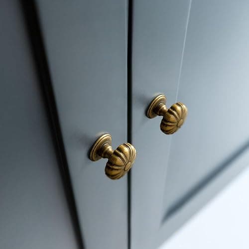 Yanxia Set of 12 Rustic Floral Antique Brass Cabinet Knobs - Elegant Handles Vintage Retro Style Hardware for Kitchen Drawer thumbnail 6