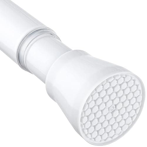 White Tension Curtain Rod for Windows 28 to 48 inch, Adjustable Expandable Pressure Spring Curtain Rod No Drilling, 7/8" Curtain Rod for Bedroom Doorway Closet Door - Image 1