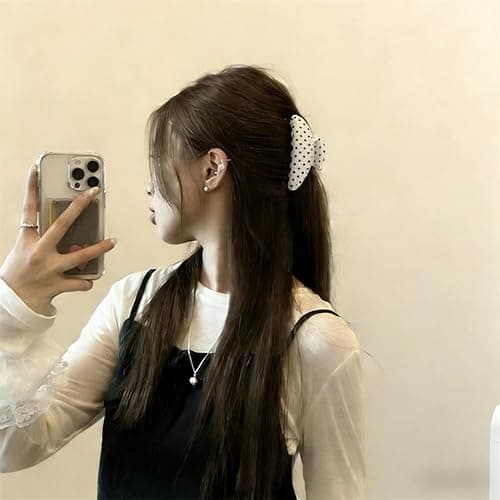 2PCS Large Shark Claw Clips French Sweet Wave Point Hair Clips Black White Hair Clips Back Of The Head Claw Clip Elegant Hair Accessories for Thick Thin Hair for Women's Commuting Daily School Stuff thumbnail 7