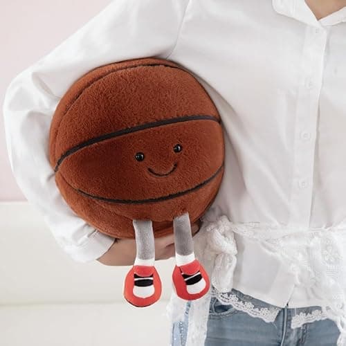 XIZHI 13.7" Cute Football Plush Toys Soft Stuffed Sport Throw Pillow Plush Ball Gift for Kids Birthday and Christmas Decoration (Basketball) thumbnail 2