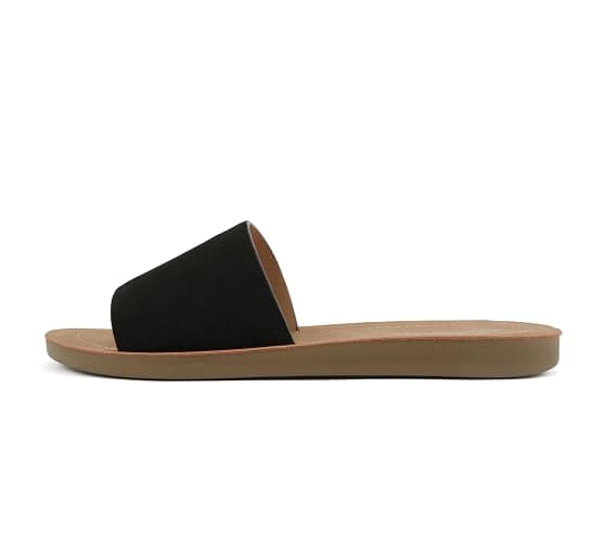 Soda Shoes Efron-S Women Flip Flops Basic Plain Slippers Slip On Sandals Slides Casual Peep Toe Beach - Image 1