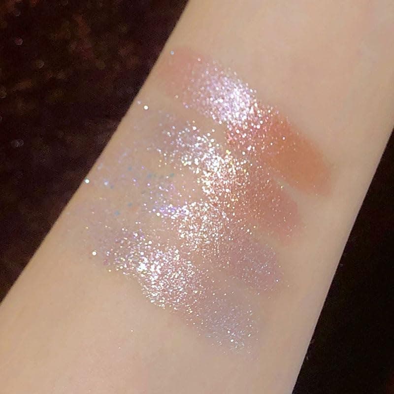 9 Colors Glitter Shimmer Eyeshadow Makeup Palette, Korean Sparkle Neutral Eye Shadow Palettes Highly Pigmented Long Lasting Waterproof Blendable sombras para ojos Pink White Golden Brown Eye Glitter - D thumbnail 4
