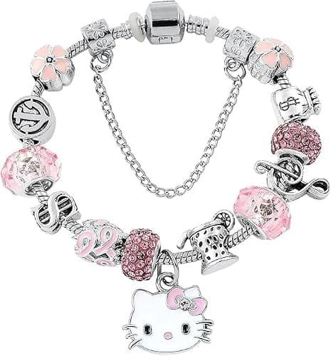 Kawaii Kitty Charming Bracelet, Adorable and Stylish Chain Bangle, Adjustable Stainless Steel Cuff Bracelet, Birthday Jewelry Present for Women and Best Friends - Image 1