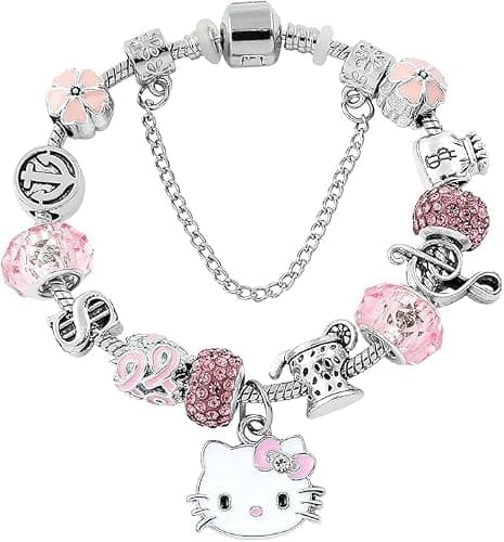 Kawaii Kitty Charming Bracelet, Adorable and Stylish Chain Bangle, Adjustable Stainless Steel Cuff Bracelet, Birthday Jewelry Present for Women and Best Friends thumbnail 7