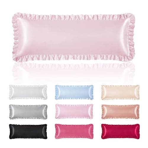 HommxJF Blush Pink Satin Pillowcases Body Pillow for Hair and Skin,Blush Pink Body Pillow Silk Pillowcase with Envelope Closure Princess Room Decoration thumbnail 9