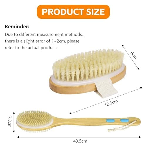 URAQT Brushing Body Brush Set, Natural Bristle Shower Brush et Long Handle Double-sided Brush，Dry Brushing Back Scrubber for Exfoliating, Massage, Improve Blood Circulation Cellulite thumbnail 2