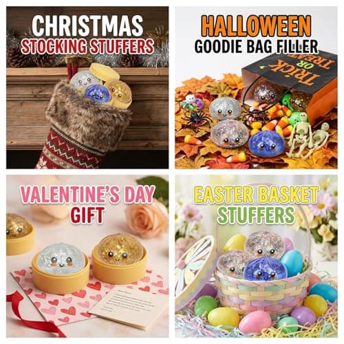 4 Pack Glitter Squishy Toys Dumpling Mystery Box Set — Slow Rising Kawaii Dumpling Stress Balls with Steamer Box, Cute Fidget Sensory Toys for Kids & Adults thumbnail 6