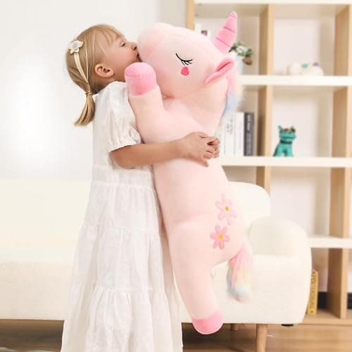32inch Cute Giant Pink Unicorn Plush, Jumbo Soft Body Pillow Pet, Large Rainbow Unicorn Stuffed Animals Toy, Big Doll for Kids Girls and Boys, Birthday, Valentine's Day thumbnail 7