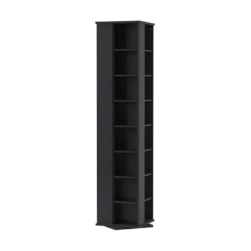 Prepac 4 Sided Revolving Display Cabinet, Black Storage Cabinet with 36 Adjustable Shelves Narrow DVD Storage Cabinet Ideal for Living Room 18.75" D x 18.75" W x 65" H thumbnail 5