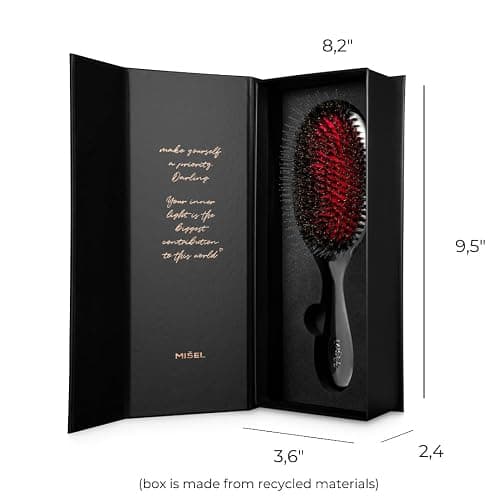 MISEL Professional Boar Bristle Hair Brush for Women and Men | Detangles All Natural Hair Types and Extensions | Reduces Breakage | Great for Wavy and Straight Hair | Salon-Approved | Medium | Professional, Medium, Extensions, Salon-Approved thumbnail 3