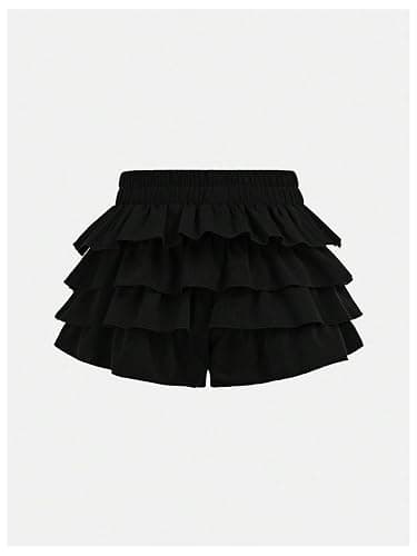 SOLY HUX Girl's Y2k Ruffle Mini Shorts Cute Bow Elastic Waist Layered Bloomers Skorts thumbnail 2
