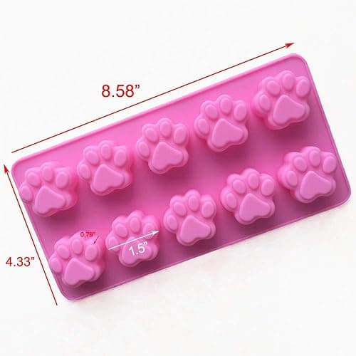 Elome Silicone Ice Tray Mini Animal Dog Cat Paw Print Cupcake Muffin Baking Cup Mold, Ice Cube Chocolate Soap Candle Tray Pink thumbnail 3