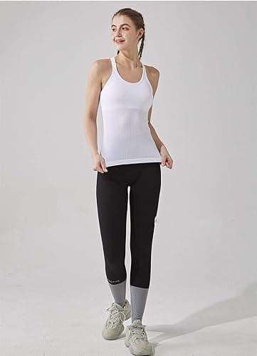 Yoga Racerback Tank Top for Women with Built in Bra,Women's Padded Sports Bra Fitness Workout Running Shirts thumbnail 3