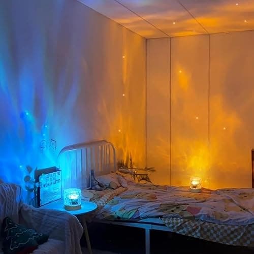 Ocean Wave Ceiling Projector,16 Colors Ocean Wave Light Projector, Water Ripple Ambient Night Light with Remote, Touch Control Aurora Projector Non-Wood for Bedroom,Room Decor,Kids Room (Cubic) - Cubic thumbnail 7