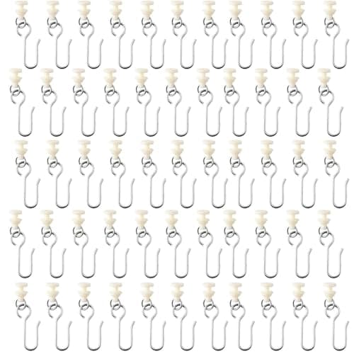 40Pcs Metal Curtain Track Hooks S Shaped Small Curtain Hooks and 40Pcs Gliders Set, Stainless Steel Shower Curtain Hooks, Plastic Curtain Rail Gliders and Pin Hooks, for Window Door Shower Curtains.