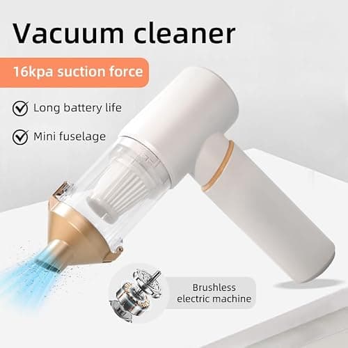 ZZLIFE Handheld Vacuum Cleaner Cordless, Desk Vacuum Cleaner Compressed Electric Air Duster 15000Pa Suction, 4-in-1 Portable Vortex Vacuum Dust Buster Air Blower for Computer,Car,Balloon,White thumbnail 5