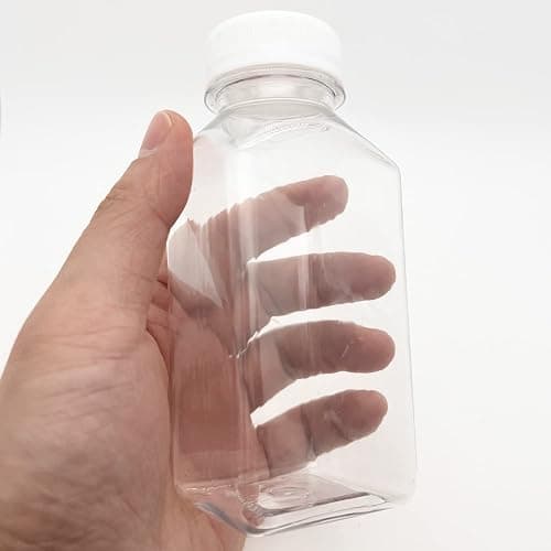 MYYZMY 3 Pcs 8 Ounce Plastic Juice Bottles, Reusable Bulk Beverage Containers for Juice, Milk and Other Beverages, White lid thumbnail 3