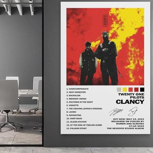 Twe-nty One Pilots Poster Clancy Signature Poster Canvas Painting Wall Art Picture Home Decor Print For Bedroom Living Room Dorm Study Bar Office 12x18inch(30x45cm) thumbnail 5