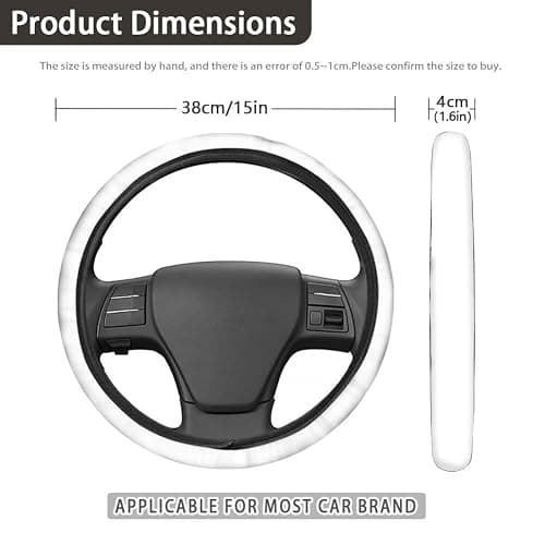 Coldinair Brown Cow Print Universal Car Steering Wheel Cover & Tribal Style Seat Belt Shoulder Pads Fit Most Cars,Truck SUV,Soft and Stretchy thumbnail 3