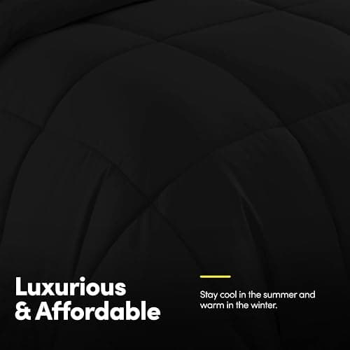 Sweet Home Collection 5 Piece Comforter Set Bag Solid Color All Season Soft Down Alternative Blanket & Luxurious Microfiber Bed Sheets, Black, Twin XL thumbnail 4