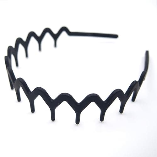Dresyu Zig Zag Headbands for Women Men, Non-slip Plastic Wavy Headband with Teeth Comb Hairbands Classic 90s Hair Accessories 2pcs (Matte Black) thumbnail 2