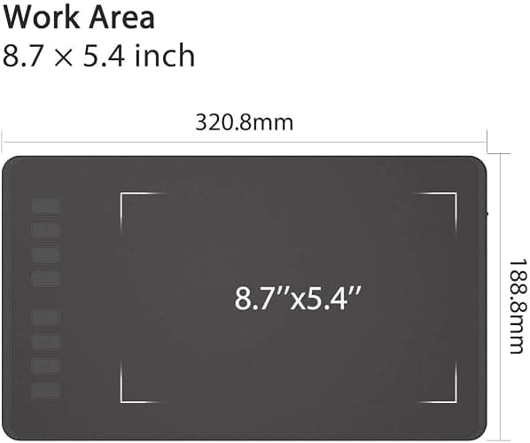 HUION Inspiroy H950P Drawing Tablet, 8x5 inch Digital Art Tablet with Battery-Free Stylus, 8192 Pen Pressure, Tilt, 8 Hot Keys, Graphic Tablet for Design, Writing, OSU, Work with Mac, PC, Mobile thumbnail 6