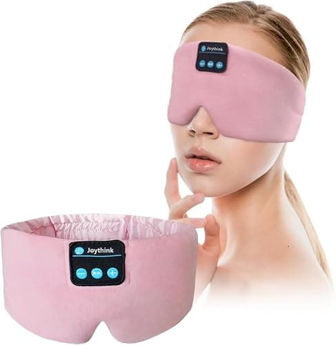 Joythink Sleep Headphones Bluetooth Sleep Mask Silk Kids Children Headband Earphones Bluetooth Eye Mask for Sleeping On Side Blackout Soft Sleep Earphones Music Eye Cover - Image 1