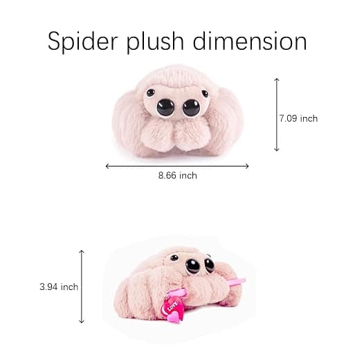 Jorkei Cute Spider Plush Toy - Soft Halloween Stuffed Animal, Valentine's Gift, Birthday Present for Kids & Adults (Pink) thumbnail 3