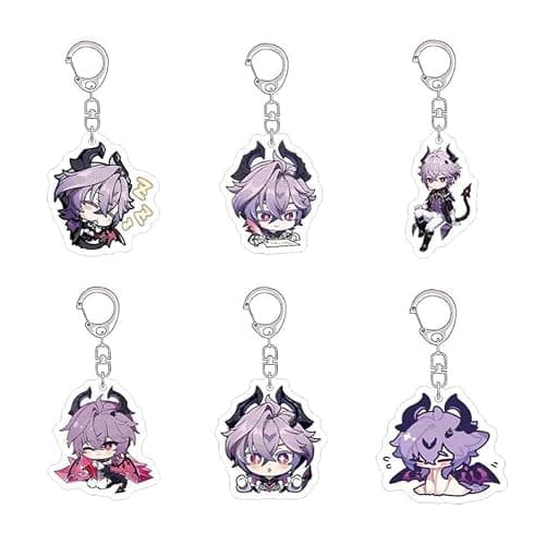 6pcs Gen Shins Acrylic Keychain - Durins Chibi Figure Keyrings - Durin Cosplay Accessories for Fans - Image 1