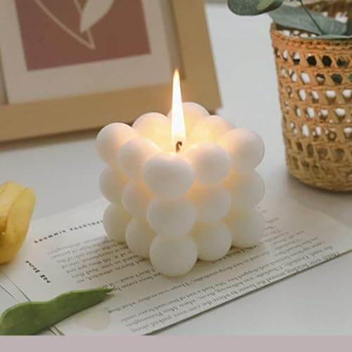 Heyumybit Lot de 2 Bougies à Bulles Faites à la Main,Cubiques Bougies,Bougies Parfumées Naturelles et Parfumées,Bougie Décorative en Cire de Soja Naturelle Faite à la Main thumbnail 3