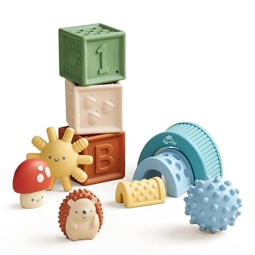 Itzy Ritzy Sensory Blocks Set - Baby Building Blocks 10-Piece Set - Features Soft & Textured Characters - Sensory Toy for Babies & Toddlers Aged 0 Months and Up - Image 1