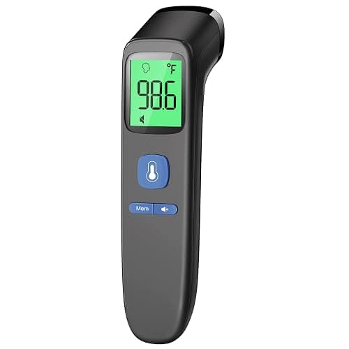 No-Touch Thermometer for Adults, Kids, Babies, 1-Sec Fast Accurate (Black) | Fever Alarm, Large LCD with 3-Color Backlight, Silent Mode, 35-Reading Memory, Forehead & Object Mode, for Home & Clinic - Image 1