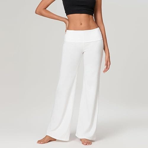 DSORVICD Women Fold Over Leggings Low Rise Wide Leg Flared Sweatpants Lounge Yoga Pants Back to School Clothes for Teens thumbnail 5