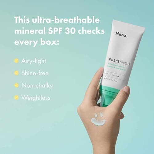 Hero Cosmetics Force Shield Superlight Sunscreen SPF 30 - Everyday SPF 30 for Acne-Prone Skin with Zinc Oxide, Green Surge, and Extremolytes - Fragrance Free and Reef Safe (50 ml) thumbnail 3