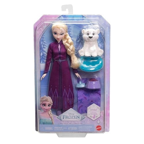 Mattel Disney Frozen Elsa Fashion Doll & Bear Cub Figure with 4 Accessories Including Animal Bed & Blanket, Inspired by Animals of Arendelle thumbnail 6