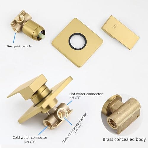 POP SANITARYWARE Shower Faucet Set Brushed Gold Bathroom Rainfall 8 Inch Shower Head System, Single Handle Shower Trim Kit with Rough-in Valve thumbnail 5