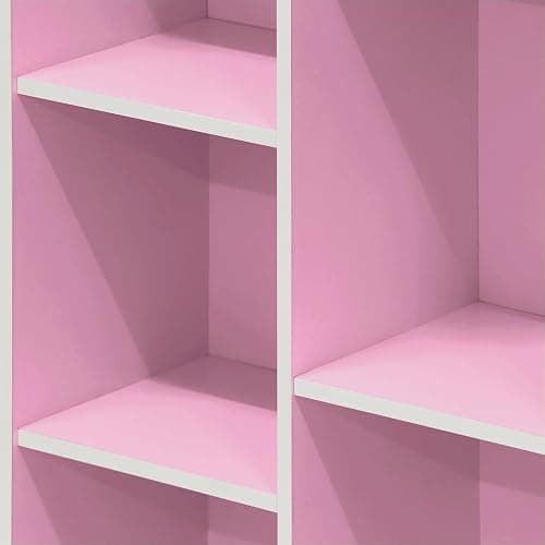 Furinno LUDER Book Shelf, 7-Cube Bookshelf, Bookcase, 9.4 x 19.5 x 41.7, for Living Room, Bedroom, Home Office, White/Pink thumbnail 9