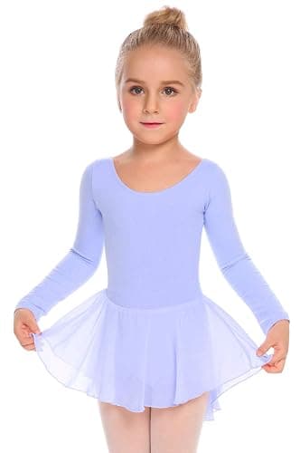 Zaclotre Ballet Leotards for Girls Toddler Classic Long Sleeve Criss-Cross Back Dance Dress Ballerina Outfits thumbnail 2