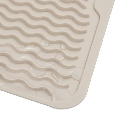 MicoYang Silicone Dish Drying Mat — Quick-Dry Ridges Counter & Sink Pad, Heat-Resistant Trivet to 450°F, Non-Slip & Dishwasher Safe, Roll-Up Storage, 18 Colors & 9 Sizes (Tapioca, 16"×12") thumbnail 9
