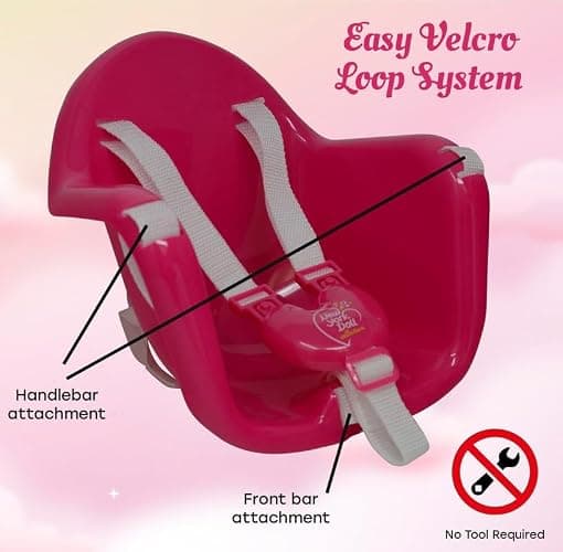 Doll Bike Seat Carrier for Baby Doll and 18 Inch Dolls with Doll Helmet. No Tools Required Bicycle and Scooters seat Accessories for Dolls thumbnail 4