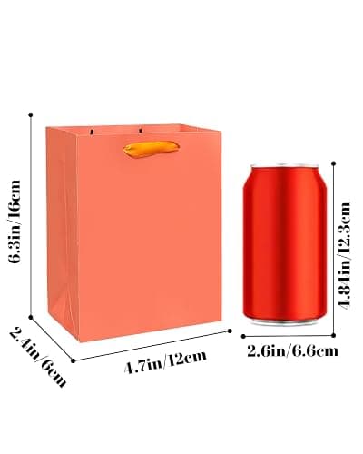 qiqee 10PCS Pink-Orange Mini Gift Bags with Tissue Paper Handles 6.3"x4.7"x2.4" Small Size Present Party Favor Bags（ Tissue Paper ） thumbnail 2