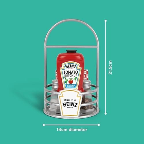 Casdon Heinz Sauce Caddy | 9-Piece Play Kitchen Set for Kids Aged 3+ | Includes Pretend Tomato Ketchup, Vinegar, Salt & Pepper Shaker, Napkins, and Caddy. thumbnail 2