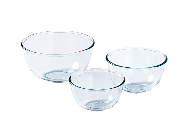 Pyrex – 8023509 – 3 Pieces; Glass Mixing Bowls/Salad Bowl – 0.5 L; 1 L; 2 L – Borosilicate Glass – Heavy Duty – Made in France - Image 1
