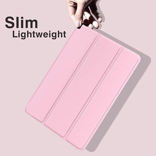 MoKo Case for iPad 10.2 iPad 9th Generation 2021/ iPad 8th Generation 2020/ iPad 7th Gen 2019, Soft Frosted Back Cover Slim Shell Case with Stand for iPad 10.2 inch,Auto Wake/Sleep, Flowers Pink thumbnail 8