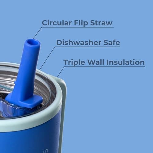 HydroJug Traveler - 32 oz Water Bottle with Handle & Flip Straw - Fits in Cup Holder, Leak Resistant Tumbler-Reusable Insulated Stainless Steel & Rubber Base - Gifts for Women & Men, Riptide thumbnail 4