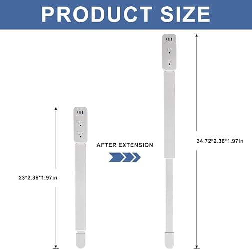 Electrical Outlet Extender Stick - Features USB-A, USB-C and 2 AC Outlets, Extends 22"-34", Rotates 180° Access Hard-to-Reach Outlets, Wall Plug Power Socket Expander Nightstands, Sofa, Desks and More thumbnail 6