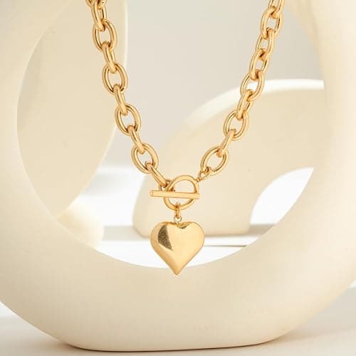 CLASSYZINT 18K Gold Plated Coin Lion Head Pendant Necklace Chunky Paperclip Choker Necklace For Gifts On Birthday Holidays For Women Girls thumbnail 7