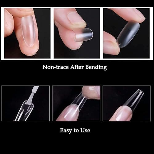 240pcs Medium Almond Acrylic False Nail Tips Kit Soft Gel Full Cover Matte Press on Nails Clear Artificial Fake Nails for Nail Extension Coffin Stiletto Square Oval Shaped Ballerina Nail Art Tips Set thumbnail 5